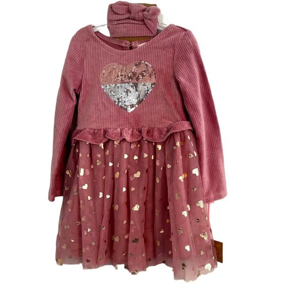 Young Hearts Baby Dress Long Sleeve sequin Head Bow & bloomers 24 M Ballet tulle - Picture 1 of 5